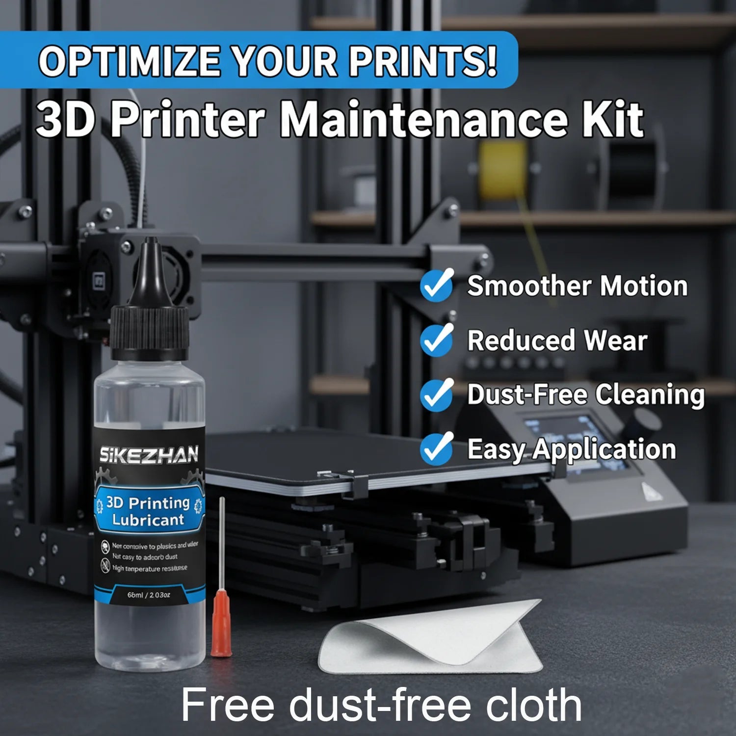 3D Printer Maintenance Kit: PTFE Lubricant Grease & Lint-Free Wipes. For Z-Axis, Rails,Screws. Compatible with Ender/Bambu/Prusa - Tango's Tech3D Printer Maintenance Kit: PTFE Lubricant Grease & Lint-Free Wipes. For Z-Axis, Rails,Screws. Compatible with Ender/Bambu/PrusaTango's TechTango's Tech
