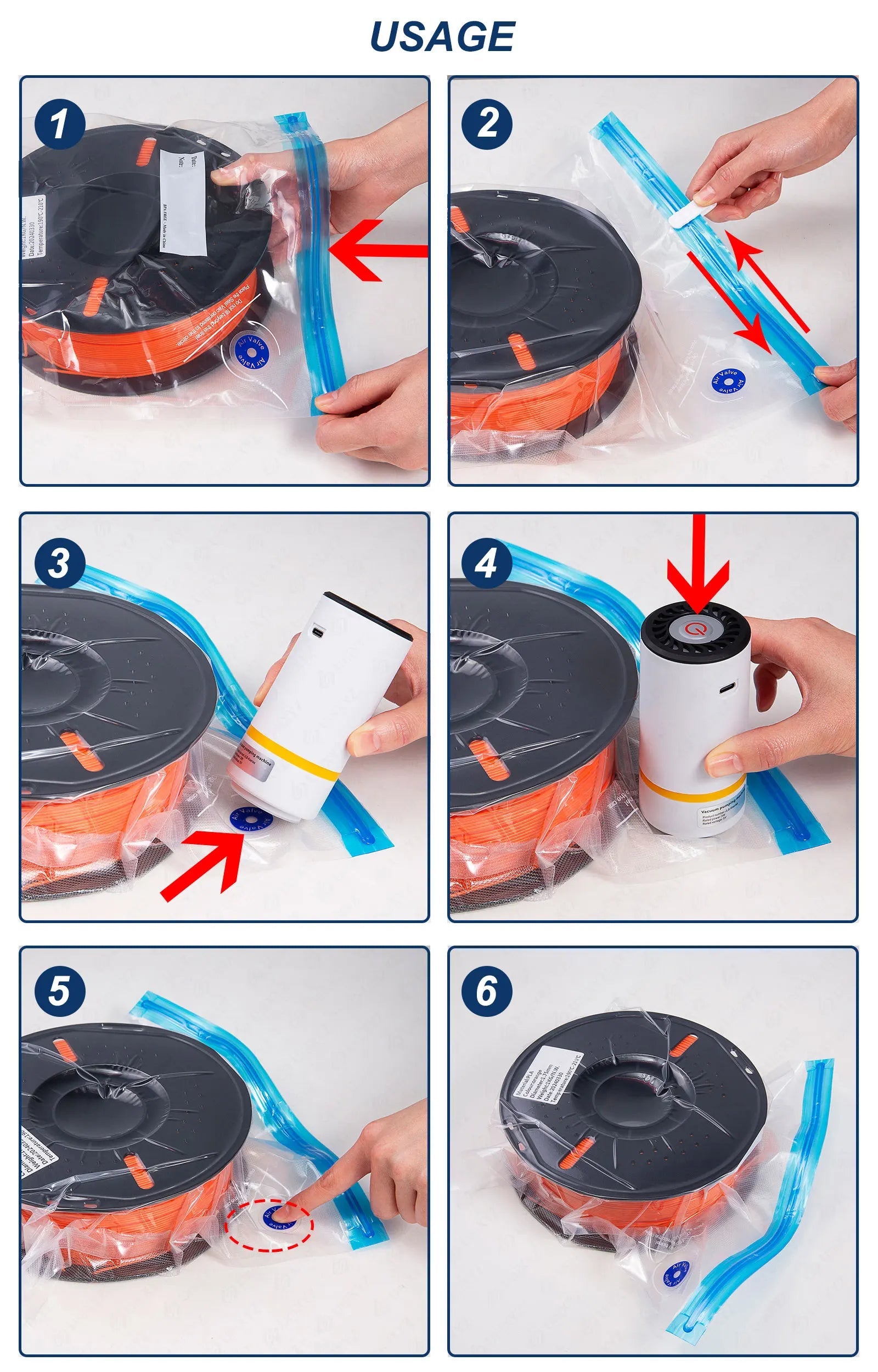 3D Printer PLA ABS TPU PETG 1kg Filament Vacuum Storage Bags Keep Material Dry Avoid Moisture Consumable Safekeep Filament Bag - Tango's Tech3D Printer PLA ABS TPU PETG 1kg Filament Vacuum Storage Bags Keep Material Dry Avoid Moisture Consumable Safekeep Filament BagTango's TechTango's Tech