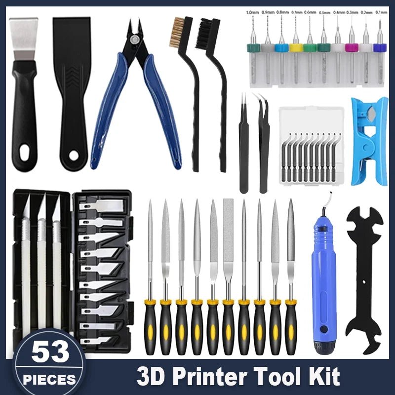 3D Printer Tools Kit, 53pcs 3D Printer Accessories for All FDM/SLA Printers Includes Nozzle Cleaning Tools, Removal Scrapers, - Tango's Tech3D Printer Tools Kit, 53pcs 3D Printer Accessories for All FDM/SLA Printers Includes Nozzle Cleaning Tools, Removal Scrapers,Tango's TechTango's Tech