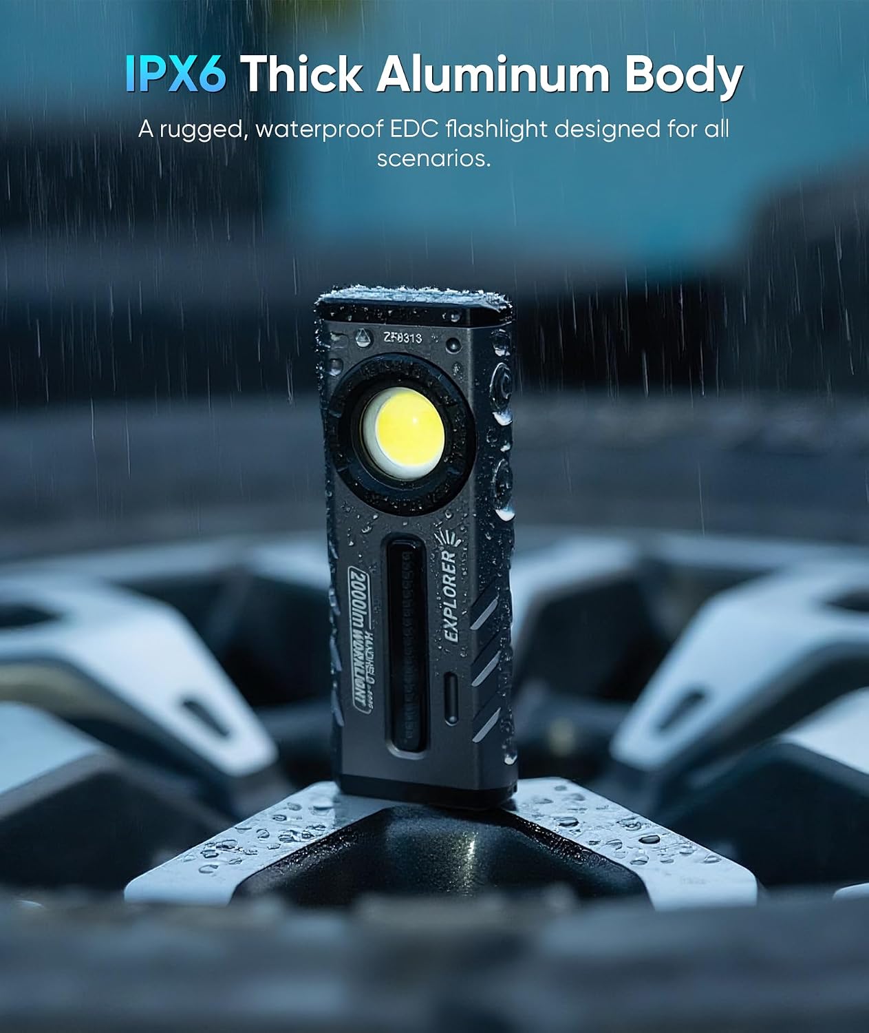 HOTLIGH ZF8313 Rechargeable Magnetic EDC Flashlight 2000 Lumens Black