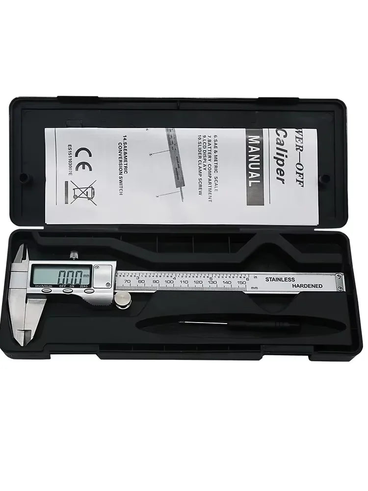 Digital Vernier Caliper 6-Inch/150mm — Stainless Steel, 0.01mm Precision