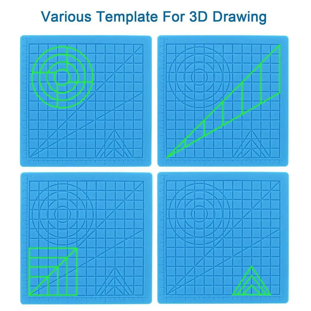 3D Printing Mat Durable Flexible Template Drawing Tools Finger Protectors 3D Pen Mat Silicone Pad 3D Pen Stencils