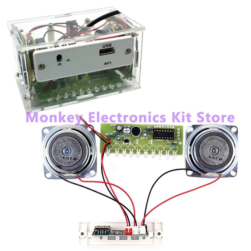 DIY Bluetooth Speaker Kit — Solder-It-Yourself Stereo Amplifier with Acrylic Case & Remote