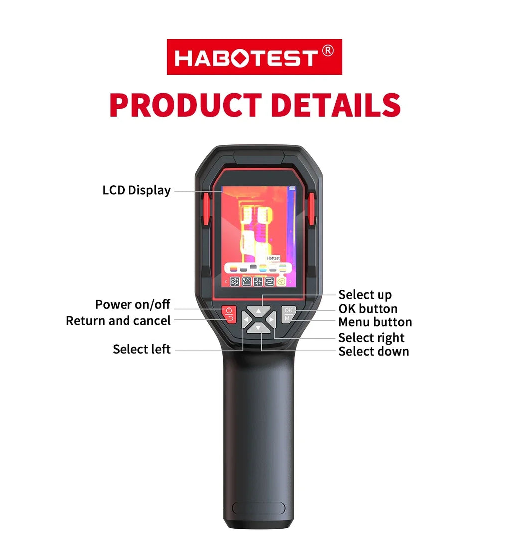 HABOTEST HT821A Handheld Thermal Imaging Camera — 240x240 IR Imager, -20~550°C, 25Hz Rechargeable