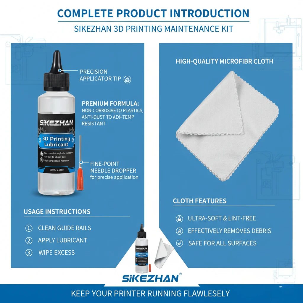 3D Printer Maintenance Kit: PTFE Lubricant Grease & Lint-Free Wipes. For Z-Axis, Rails,Screws. Compatible with Ender/Bambu/Prusa