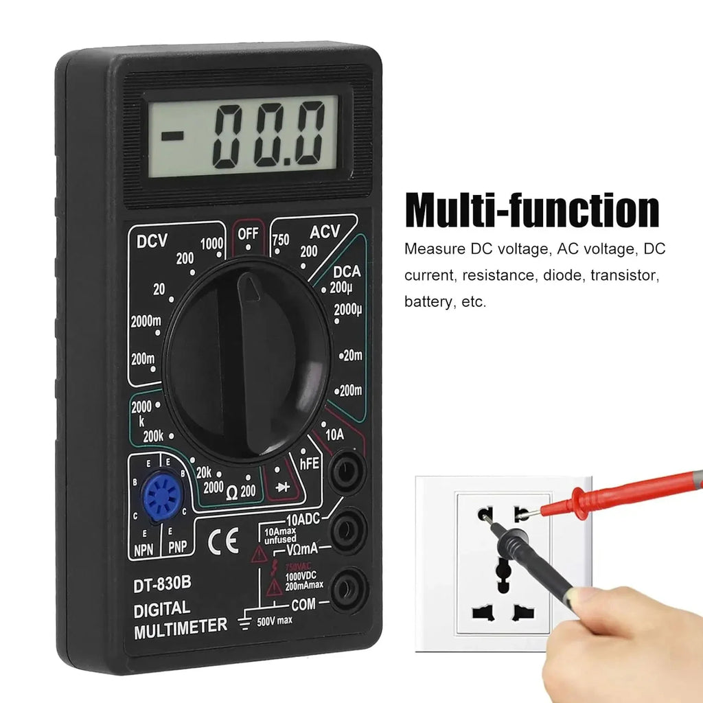 Digital Multimeter DT830B — Handheld Voltmeter, Ammeter & Continuity Tester