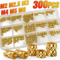 300PCS M2 M2.5 M3 M4 M5 M6 Brass Heat Set Inserts for 3D Printing, Knurled Threaded Nuts, Plastic Embedding Fasteners
