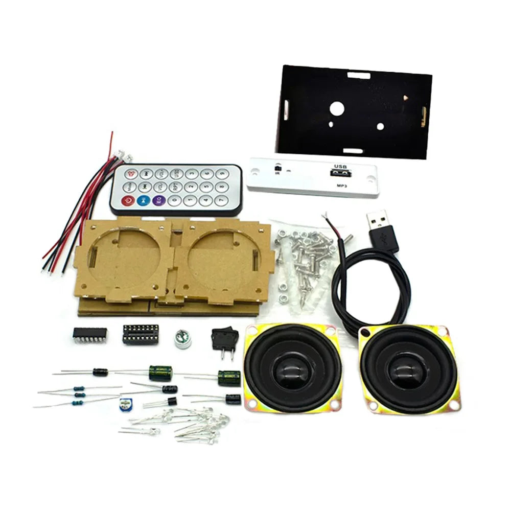 DIY Bluetooth Speaker Kit — Solder-It-Yourself Stereo Amplifier with Acrylic Case & Remote