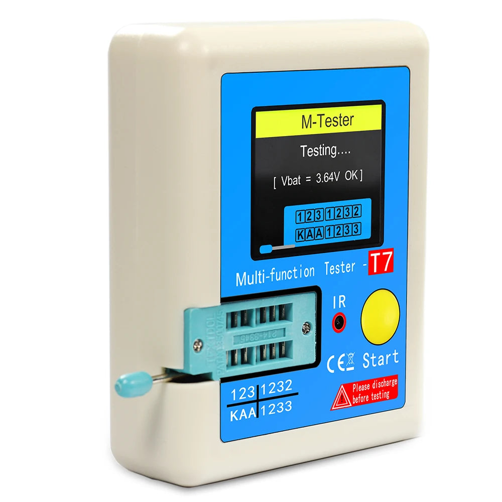 LCR-T7 Multifunction Component Tester — TFT Transistor, Diode, Capacitor, Resistor & ESR Meter, Rechargeable
