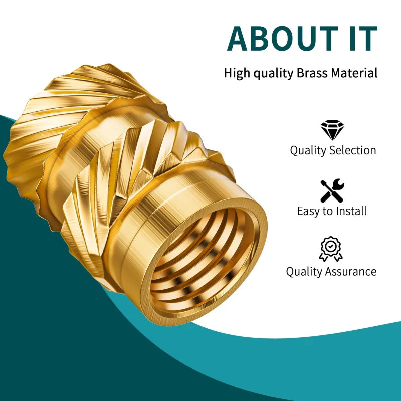 300PCS M2 M2.5 M3 M4 M5 M6 Brass Heat Set Inserts for 3D Printing, Knurled Threaded Nuts, Plastic Embedding Fasteners
