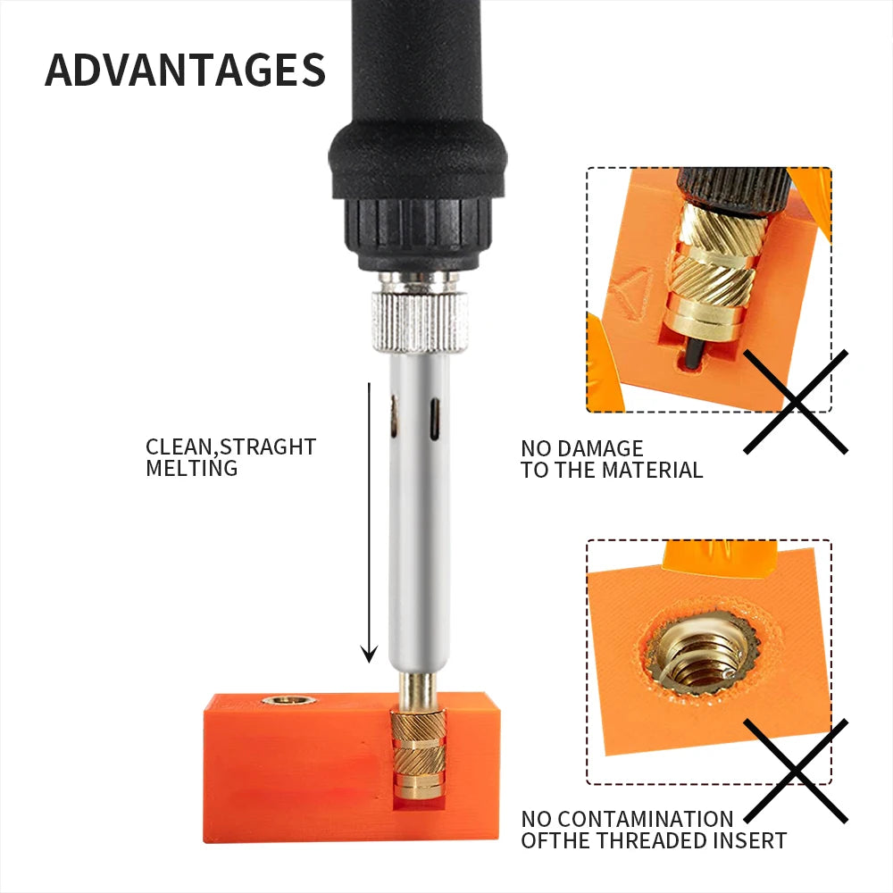 Heat Set Insert Soldering Iron Tip Head M2 M3 M4 M5 M6 M8 Hot Melt Insets Nut Brass Embedded Thread Insertion Kit For Plastic