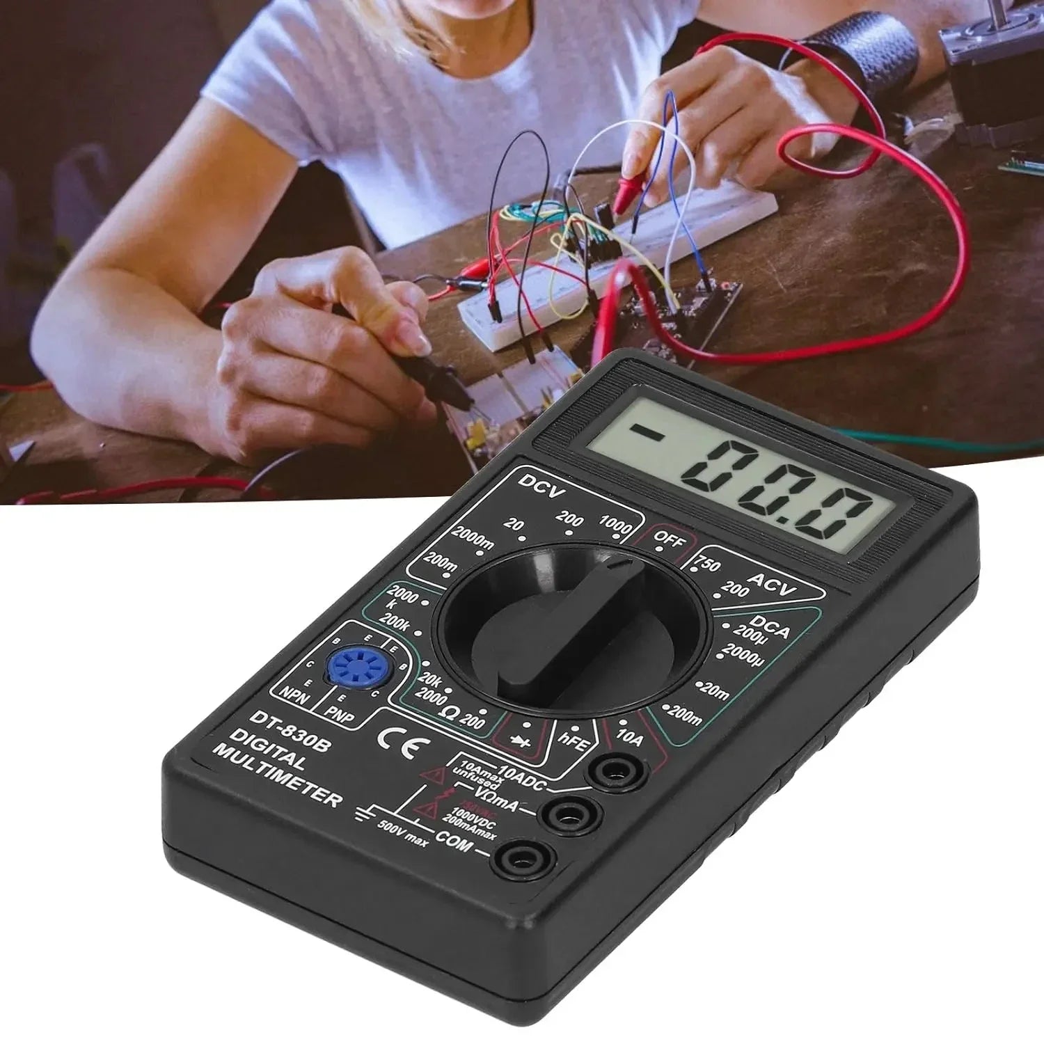 Digital Multimeter DT830B — Handheld Voltmeter, Ammeter & Continuity Tester