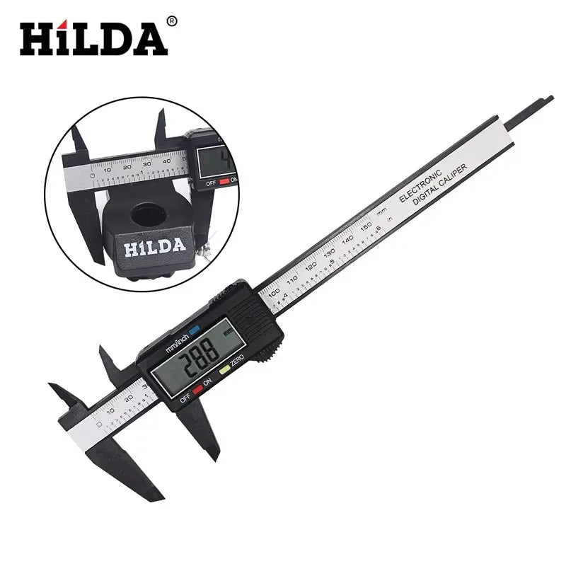 HILDA Electronic Digital Caliper Carbon Fibre Plastic Vernier Caliper Micrometer Ruler High Precision Measuring Gauge Tool