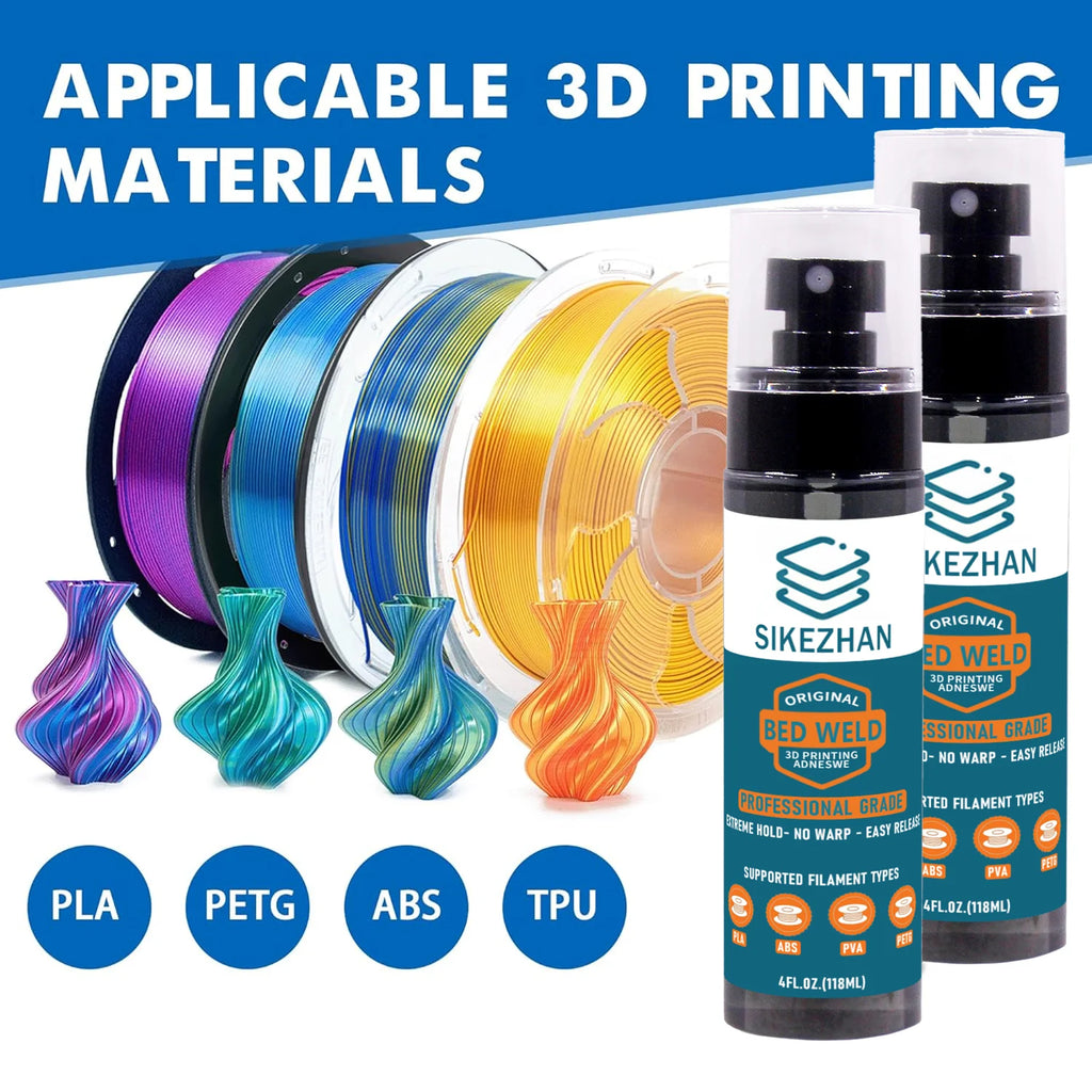 3D Printer Adhesive Spray + Deburring Tool，Enhance Bed Adhesion，Warp Control, Easy Release，Edge Cleanup for PLA/ABS/PETG Prints