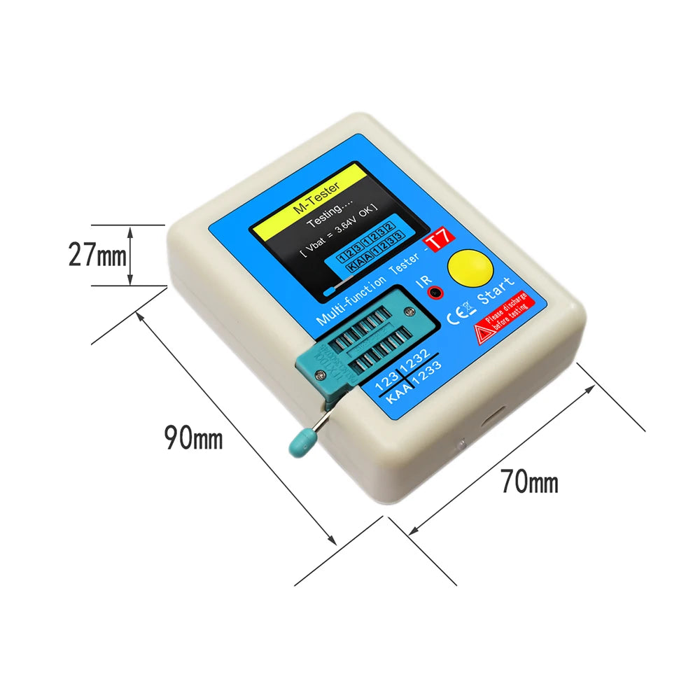 LCR-T7 Multifunction Component Tester — TFT Transistor, Diode, Capacitor, Resistor & ESR Meter, Rechargeable