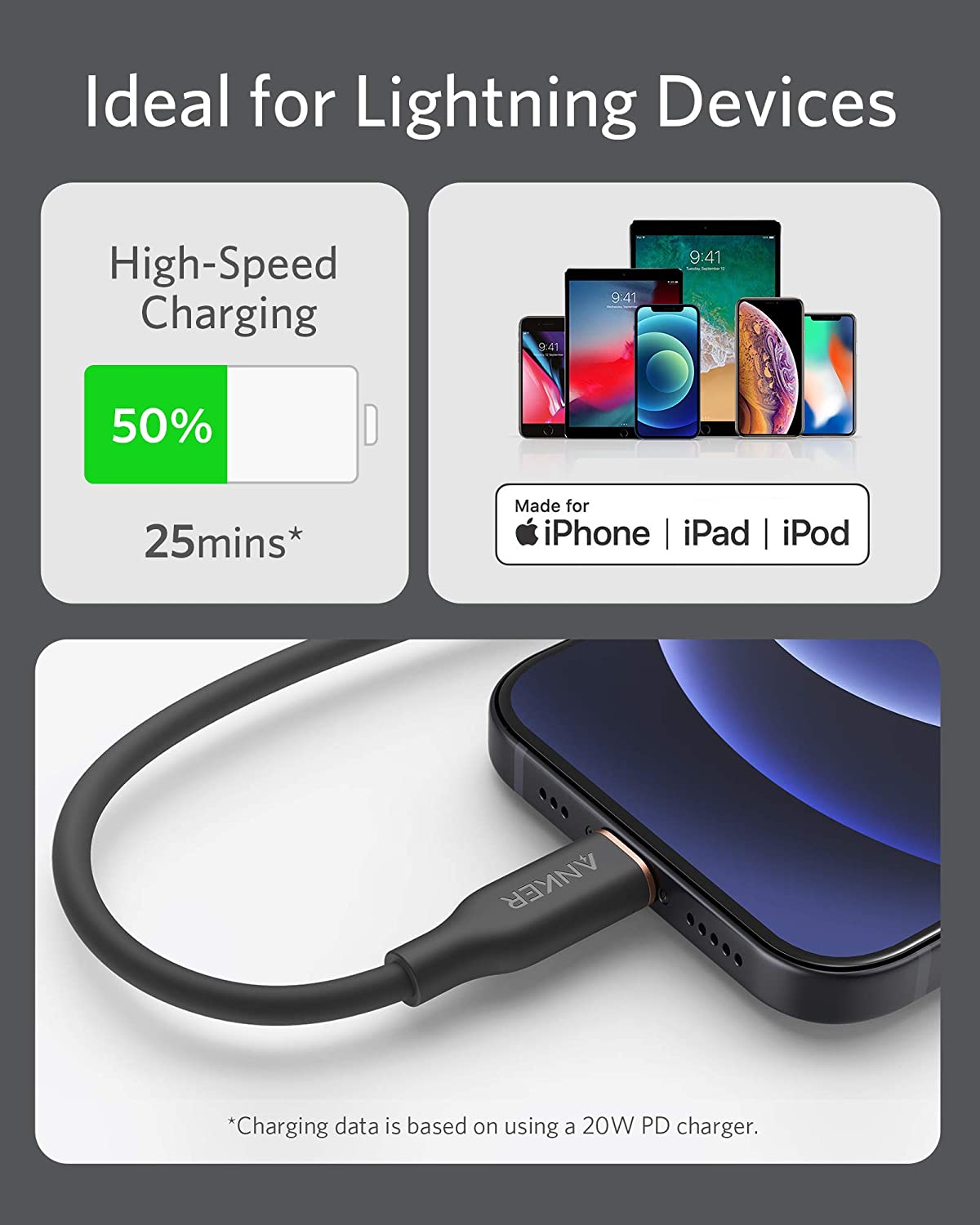 Anker <b>641</b> USB-C to Lightning Cable (Flow, 3 ft Silicone) - Tango's TechAnker <b>641</b> USB-C to Lightning Cable (Flow, 3 ft Silicone)AnkerTango's Tech