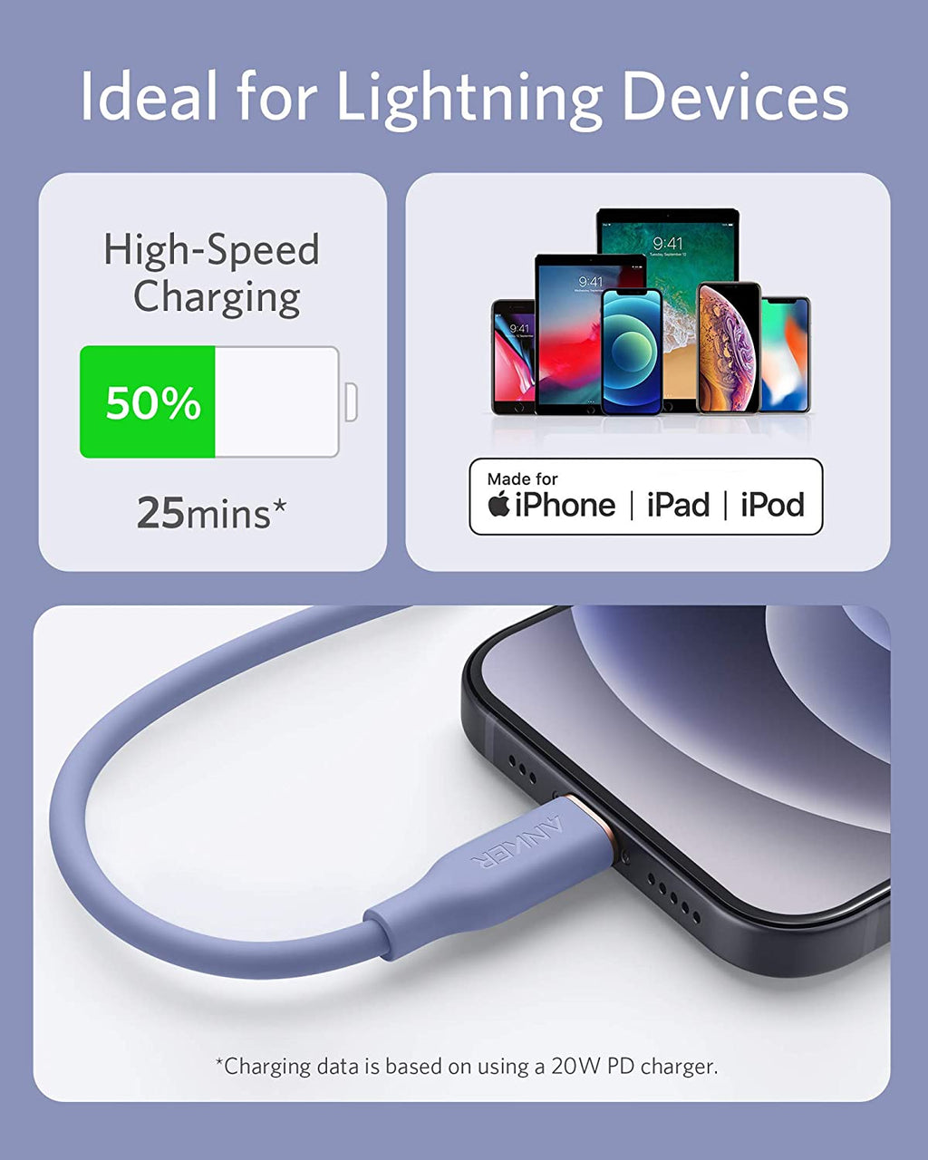 Anker <b>641</b> USB-C to Lightning Cable (Flow, 3 ft Silicone) - Tango's TechAnker <b>641</b> USB-C to Lightning Cable (Flow, 3 ft Silicone)AnkerTango's Tech