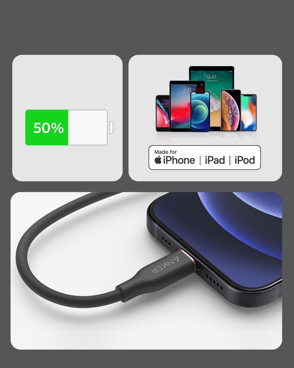 Anker <b>641</b> USB-C to Lightning Cable (Flow, 3 ft Silicone) - Tango's TechAnker <b>641</b> USB-C to Lightning Cable (Flow, 3 ft Silicone)AnkerTango's Tech