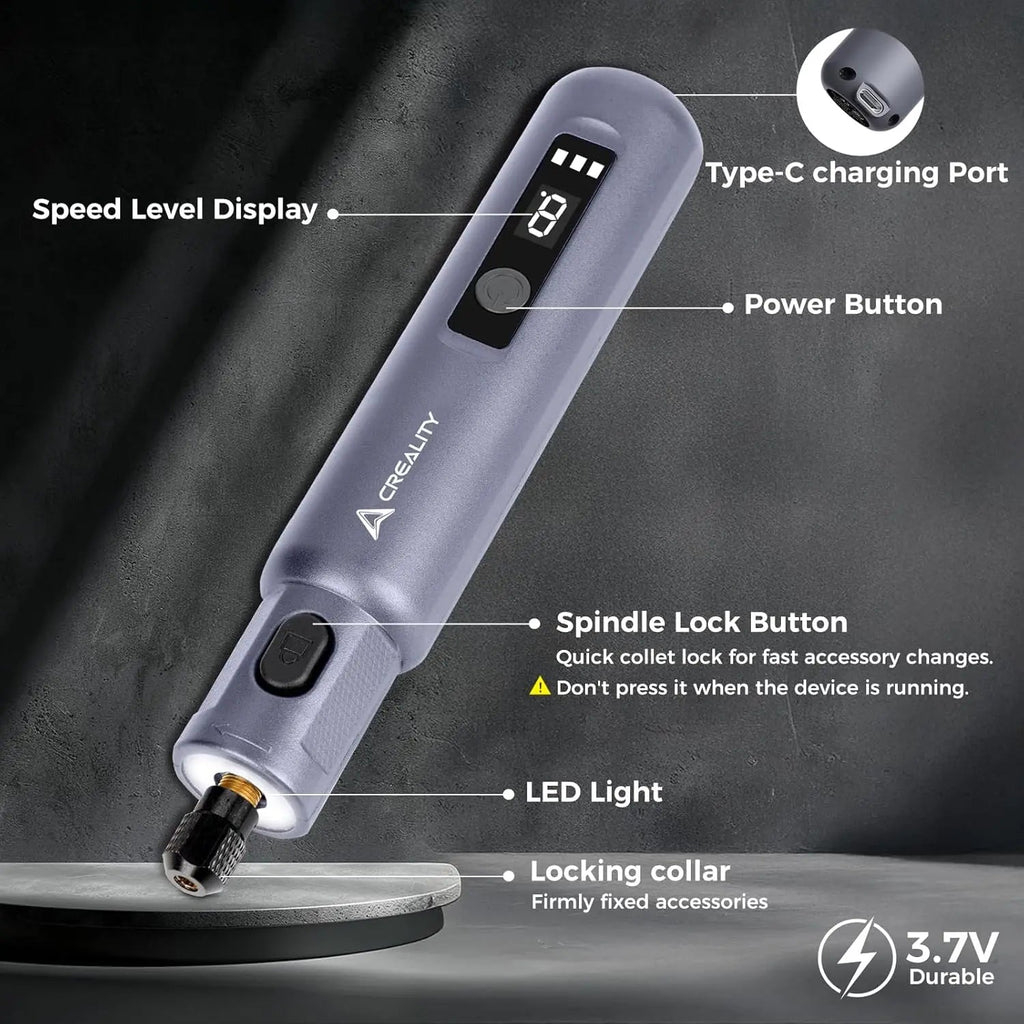 Creality Cordless Rotary Tool for 3D Prints Finishing 24-in-1 USB Charging 6-Speed Power Rotary Tool Kit for 3D Print Crafts - Tango's TechCreality Cordless Rotary Tool for 3D Prints Finishing 24-in-1 USB Charging 6-Speed Power Rotary Tool Kit for 3D Print CraftsTango's TechTango's Tech