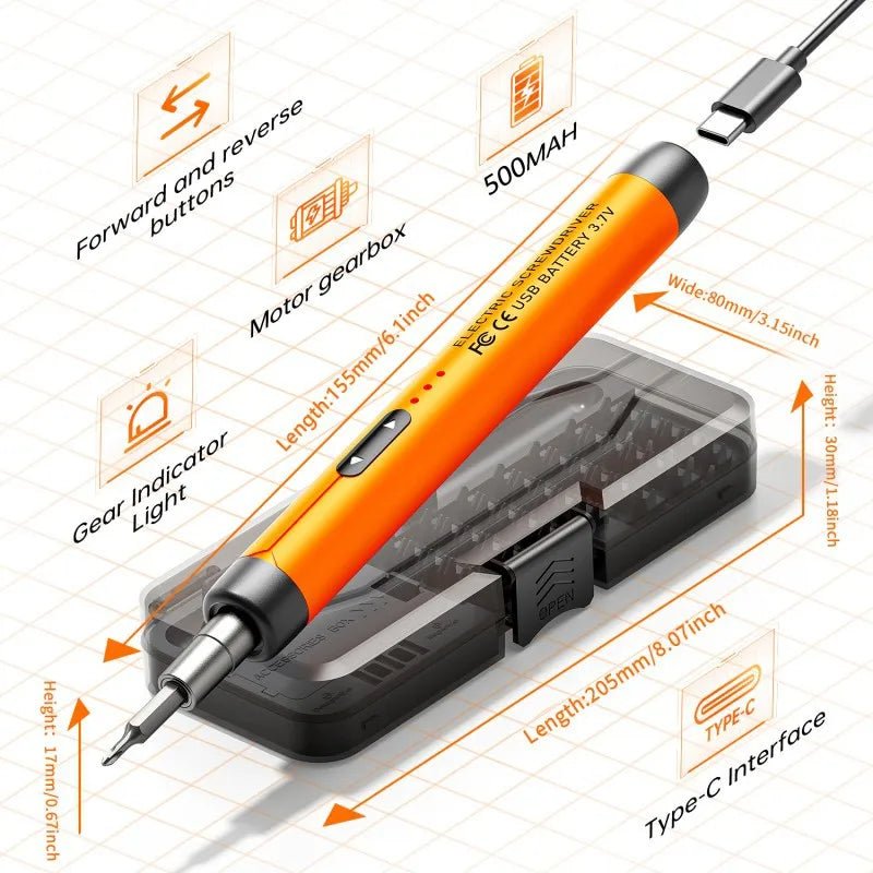 Electric Screwdriver Set Precision Power Tool Kit Rechargeable Wireless Mini Small Bits PC Mobile Phone Repair Tools DIY CRV - Tango's TechElectric Screwdriver Set Precision Power Tool Kit Rechargeable Wireless Mini Small Bits PC Mobile Phone Repair Tools DIY CRVTango's TechTango's Tech