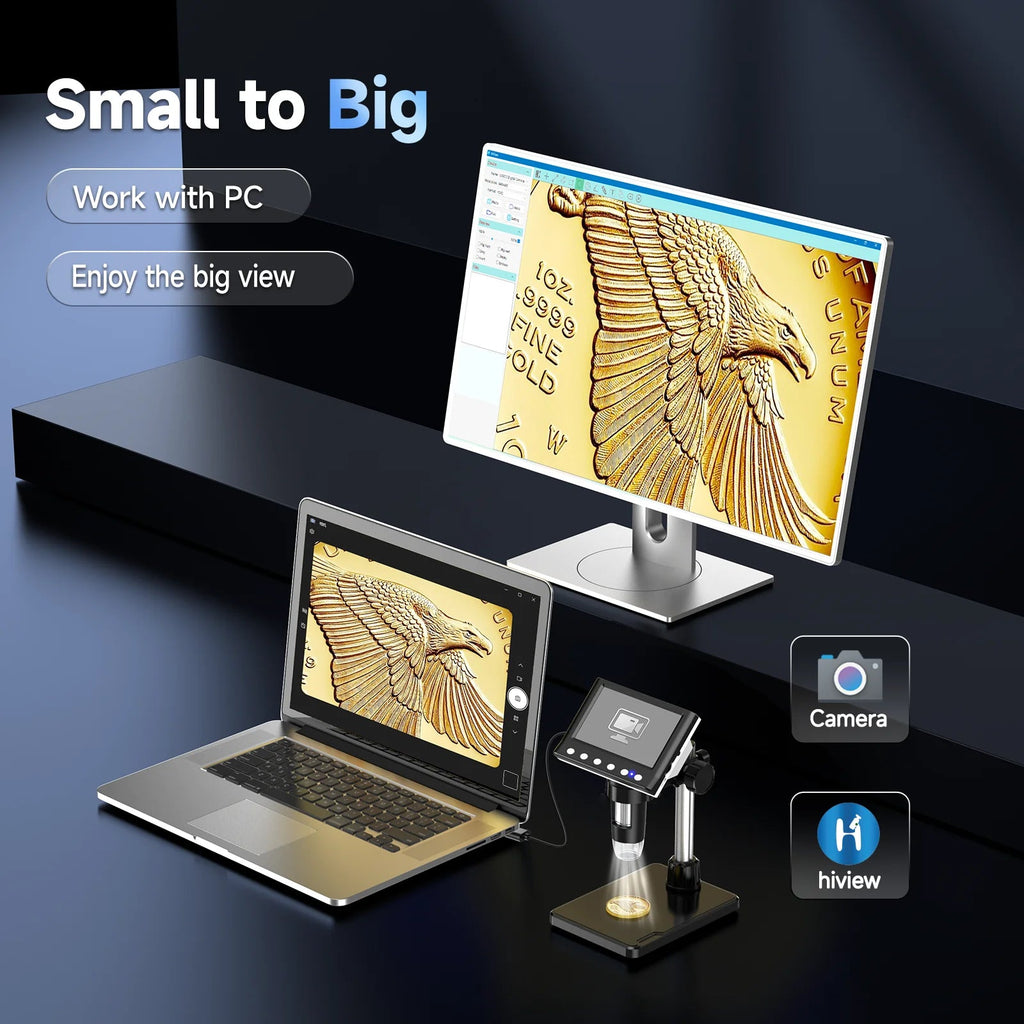 Hayve 4.3'' Digital Microscope 1600X USB Microscope 1080p Soldering Microscope with 8 LEDs Compatible with Windows/Mac OS (DM7) - Tango's TechHayve 4.3'' Digital Microscope 1600X USB Microscope 1080p Soldering Microscope with 8 LEDs Compatible with Windows/Mac OS (DM7)Tango's TechTango's Tech
