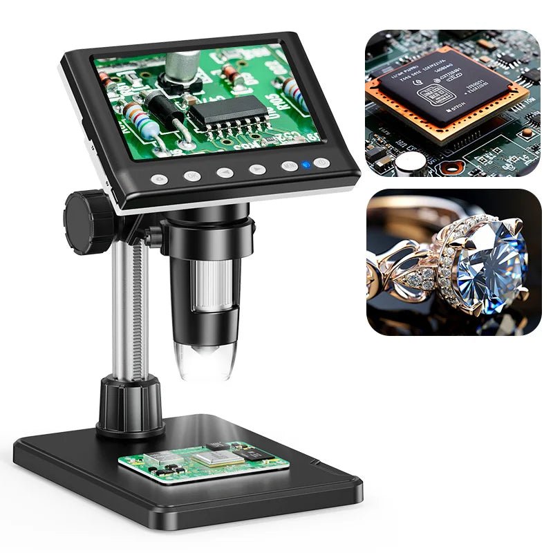 Hayve 4.3'' Digital Microscope 1600X USB Microscope 1080p Soldering Microscope with 8 LEDs Compatible with Windows/Mac OS (DM7) - Tango's TechHayve 4.3'' Digital Microscope 1600X USB Microscope 1080p Soldering Microscope with 8 LEDs Compatible with Windows/Mac OS (DM7)Tango's TechTango's Tech