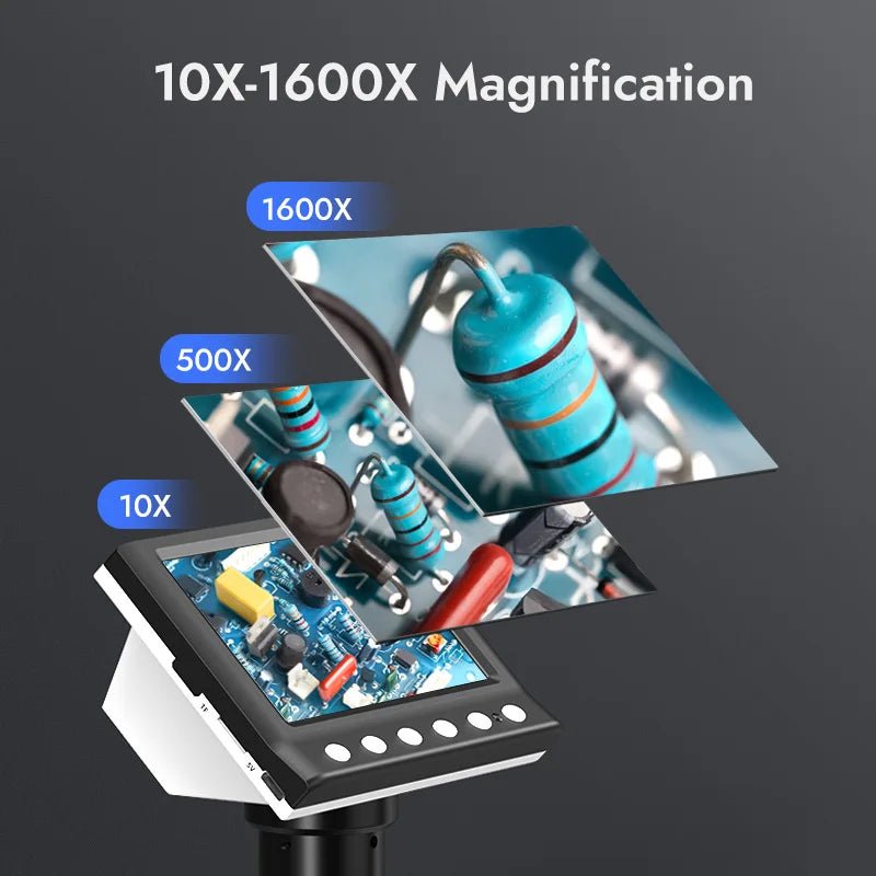 Hayve 4.3'' Digital Microscope 1600X USB Microscope 1080p Soldering Microscope with 8 LEDs Compatible with Windows/Mac OS (DM7) - Tango's TechHayve 4.3'' Digital Microscope 1600X USB Microscope 1080p Soldering Microscope with 8 LEDs Compatible with Windows/Mac OS (DM7)Tango's TechTango's Tech