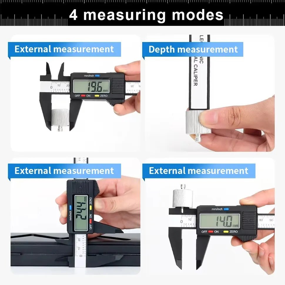 HILDA Electronic Digital Caliper Carbon Fibre Plastic Vernier Caliper Micrometer Ruler High Precision Measuring Gauge Tool - Tango's TechHILDA Electronic Digital Caliper Carbon Fibre Plastic Vernier Caliper Micrometer Ruler High Precision Measuring Gauge ToolTango's TechTango's Tech