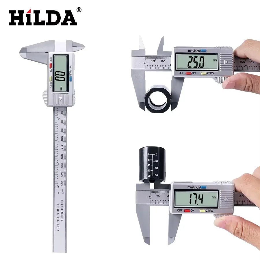 HILDA Electronic Digital Caliper Carbon Fibre Plastic Vernier Caliper Micrometer Ruler High Precision Measuring Gauge Tool - Tango's TechHILDA Electronic Digital Caliper Carbon Fibre Plastic Vernier Caliper Micrometer Ruler High Precision Measuring Gauge ToolTango's TechTango's Tech