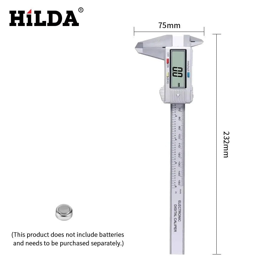 HILDA Electronic Digital Caliper Carbon Fibre Plastic Vernier Caliper Micrometer Ruler High Precision Measuring Gauge Tool - Tango's TechHILDA Electronic Digital Caliper Carbon Fibre Plastic Vernier Caliper Micrometer Ruler High Precision Measuring Gauge ToolTango's TechTango's Tech