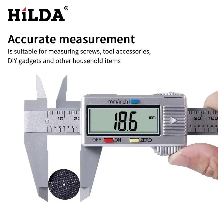 HILDA Electronic Digital Caliper Carbon Fibre Plastic Vernier Caliper Micrometer Ruler High Precision Measuring Gauge Tool - Tango's TechHILDA Electronic Digital Caliper Carbon Fibre Plastic Vernier Caliper Micrometer Ruler High Precision Measuring Gauge ToolTango's TechTango's Tech