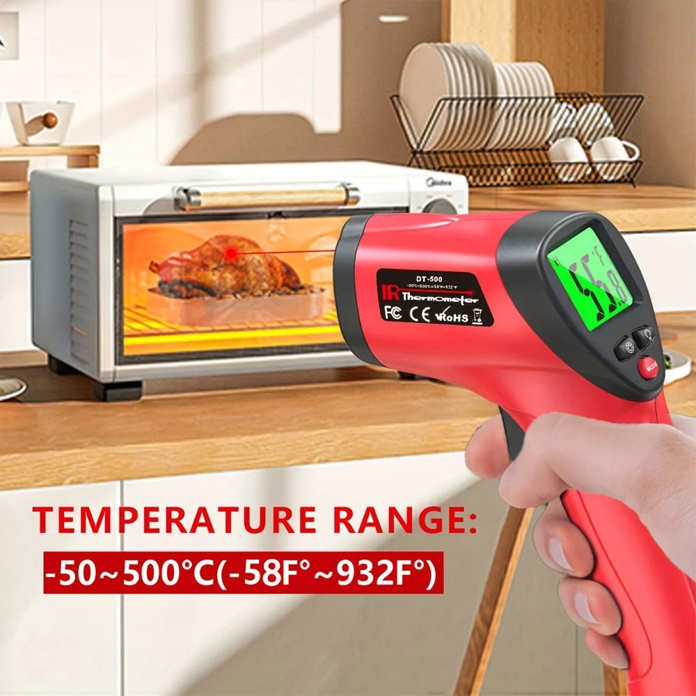 Infrared Thermometer Gun — Non-Contact Laser Pyrometer, -50~500°C with Backlit LCD - Tango's TechInfrared Thermometer Gun — Non-Contact Laser Pyrometer, -50~500°C with Backlit LCDTango's TechTango's Tech