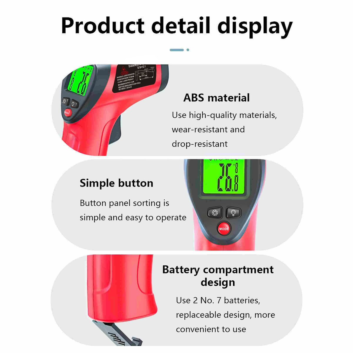 Infrared Thermometer Gun — Non-Contact Laser Pyrometer, -50~500°C with Backlit LCD - Tango's TechInfrared Thermometer Gun — Non-Contact Laser Pyrometer, -50~500°C with Backlit LCDTango's TechTango's Tech