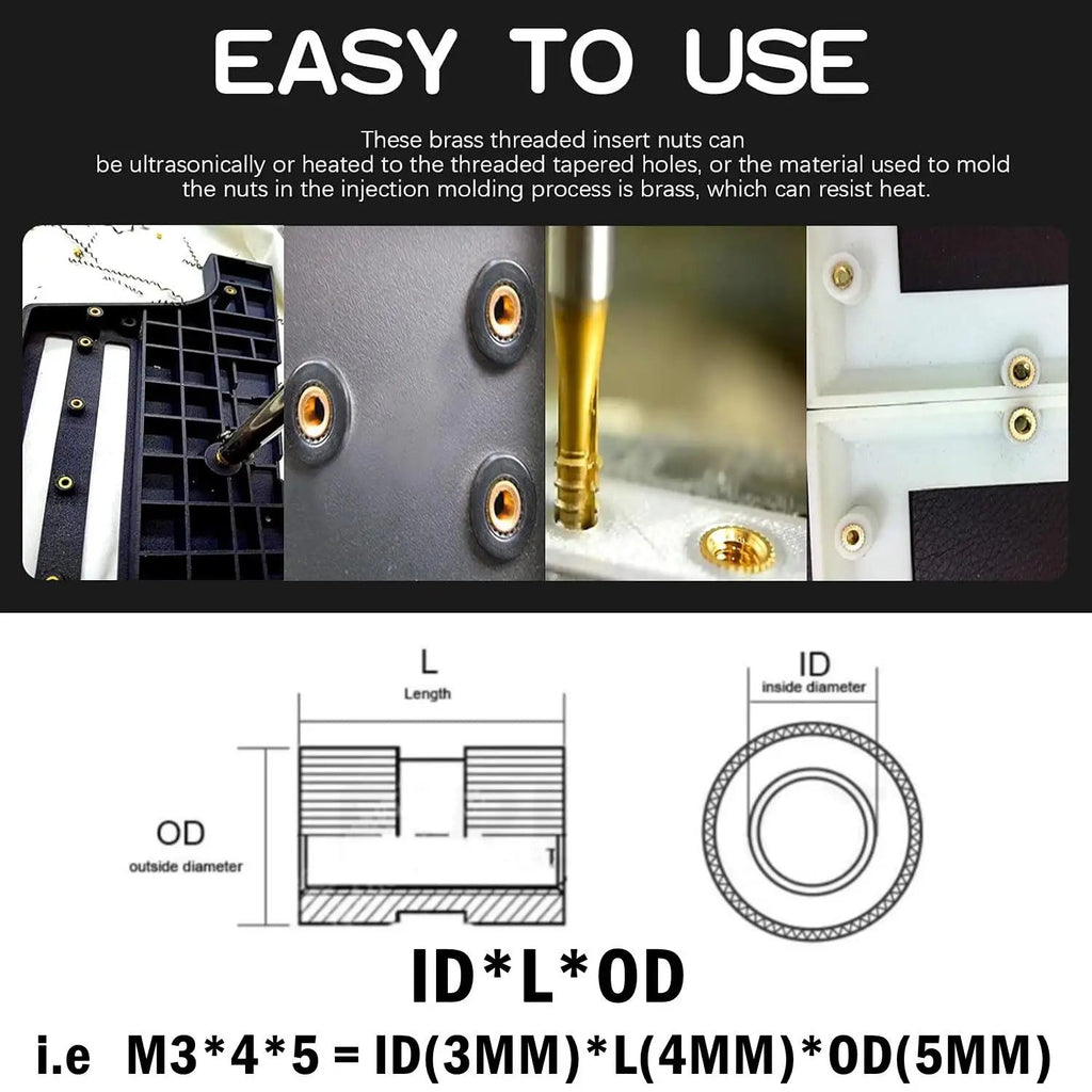 M2 M2.5 M3 M4 M5 M6 Brass Heat Insert Nut Hot Melt Nutinsert Thread Knurled Double Twill Embedment Nuts 3D Printer Accessories - Tango's TechM2 M2.5 M3 M4 M5 M6 Brass Heat Insert Nut Hot Melt Nutinsert Thread Knurled Double Twill Embedment Nuts 3D Printer AccessoriesTango's TechTango's Tech