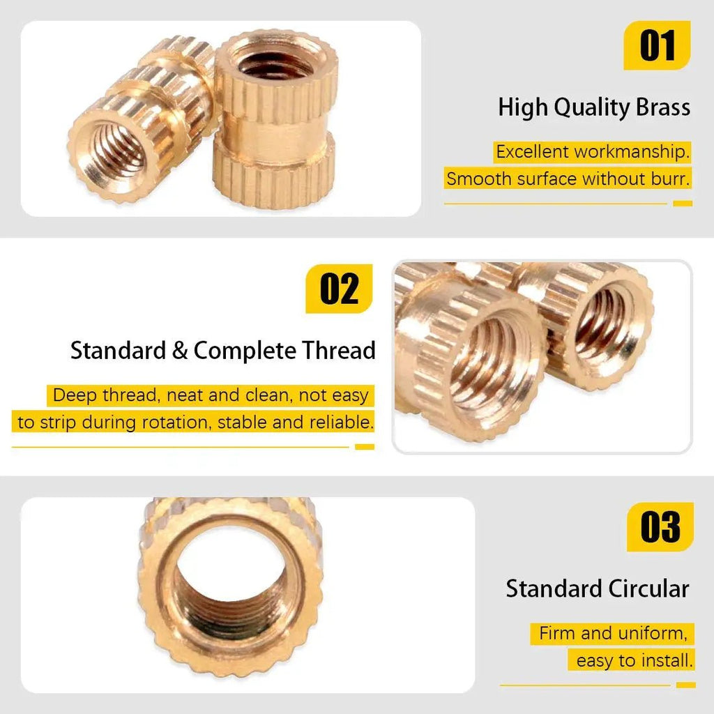 M2 M2.5 M3 M4 M5 M6 Brass Heat Insert Nut Hot Melt Nutinsert Thread Knurled Double Twill Embedment Nuts 3D Printer Accessories - Tango's TechM2 M2.5 M3 M4 M5 M6 Brass Heat Insert Nut Hot Melt Nutinsert Thread Knurled Double Twill Embedment Nuts 3D Printer AccessoriesTango's TechTango's Tech
