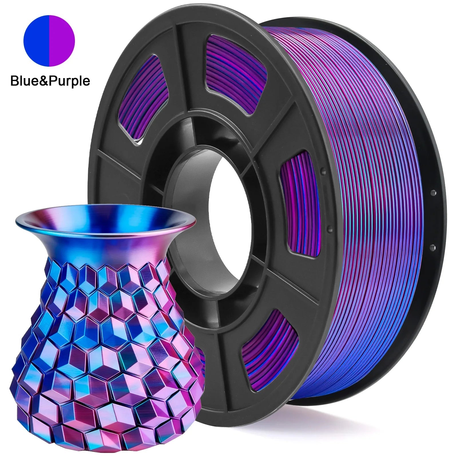 Silk PLA Filament 1.75mm Dual Color Blue Purple, 3D Printer Filament , 250g Spool(0.55lbs) Fits for Most FDM 3D Printers - Tango's TechSilk PLA Filament 1.75mm Dual Color Blue Purple, 3D Printer Filament , 250g Spool(0.55lbs) Fits for Most FDM 3D PrintersTango's TechTango's Tech