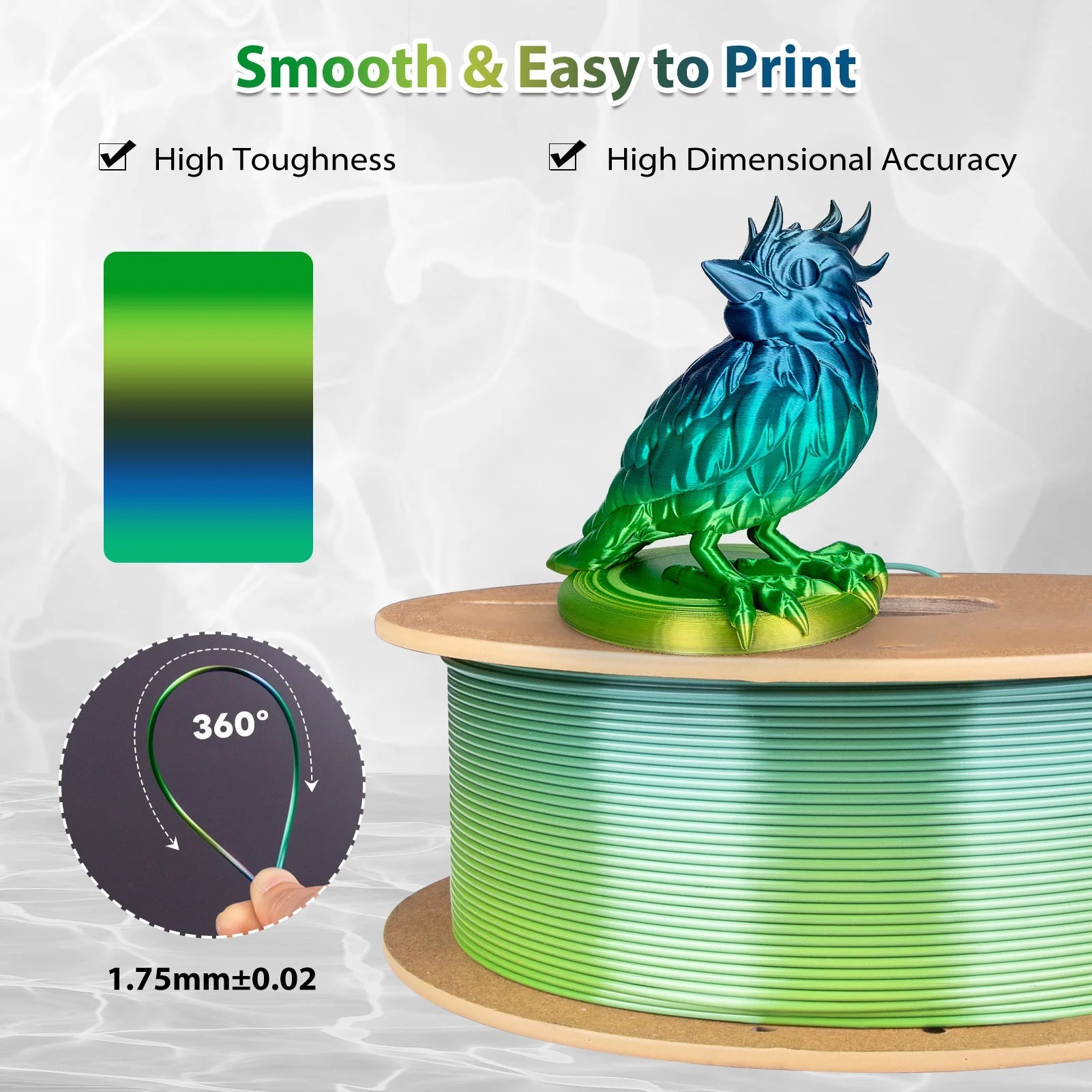 Silk Rainbow PLA Filament 1.75mm Forest Series 500g/1KG Spool Shiny Fast Color Gradient 3D Printer Filament,Fit Most FDM Printer - Tango's TechSilk Rainbow PLA Filament 1.75mm Forest Series 500g/1KG Spool Shiny Fast Color Gradient 3D Printer Filament,Fit Most FDM PrinterTango's TechTango's Tech