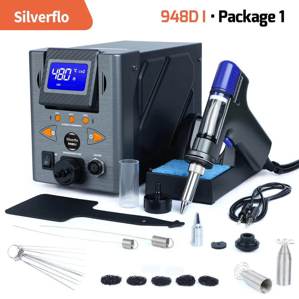Silverflo 948D-I Desoldering Station 110W Suction Tin Gun Soldering Suction - Tango's TechSilverflo 948D-I Desoldering Station 110W Suction Tin Gun Soldering SuctionTango's TechTango's Tech