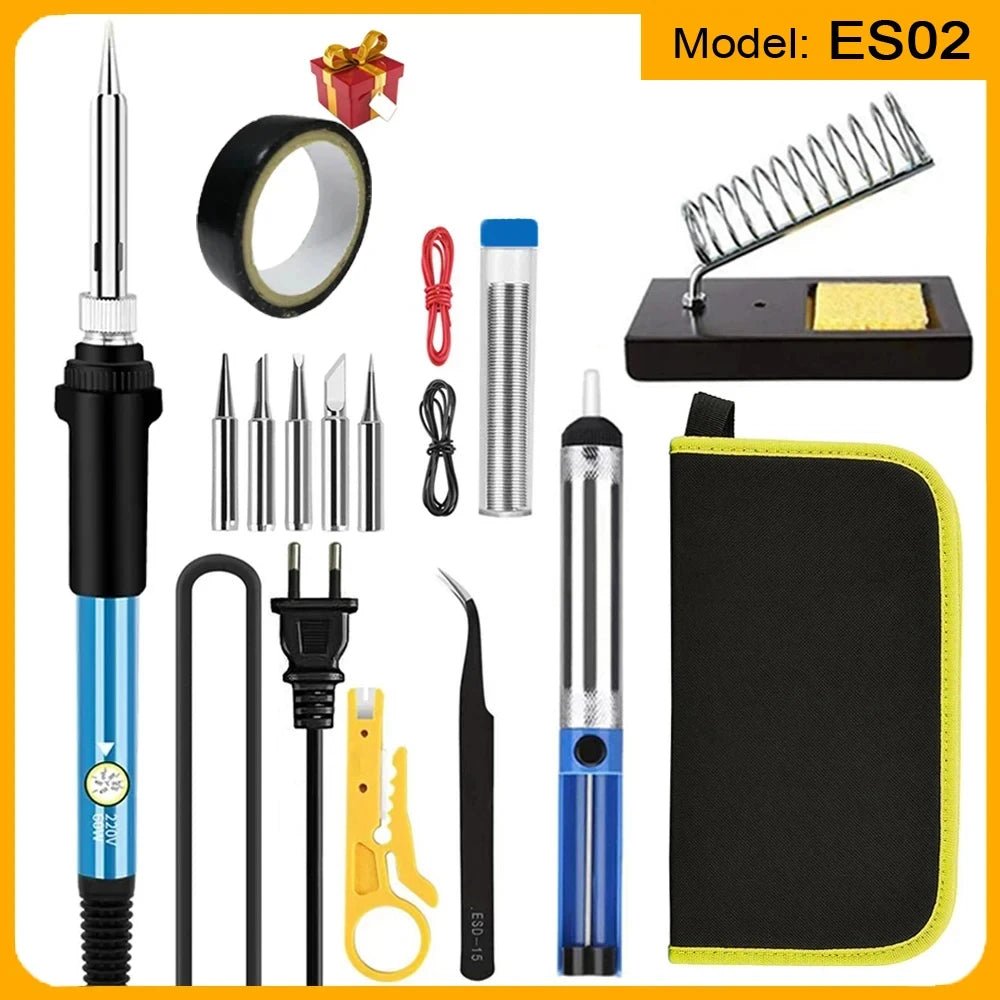 Soldering Iron Kit Welding Tool, Soldering Kit with LCD Digital Multimeter, 60W Soldering Iron with 5 Extra Tips, Stand - Tango's TechSoldering Iron Kit Welding Tool, Soldering Kit with LCD Digital Multimeter, 60W Soldering Iron with 5 Extra Tips, StandTango's TechTango's Tech