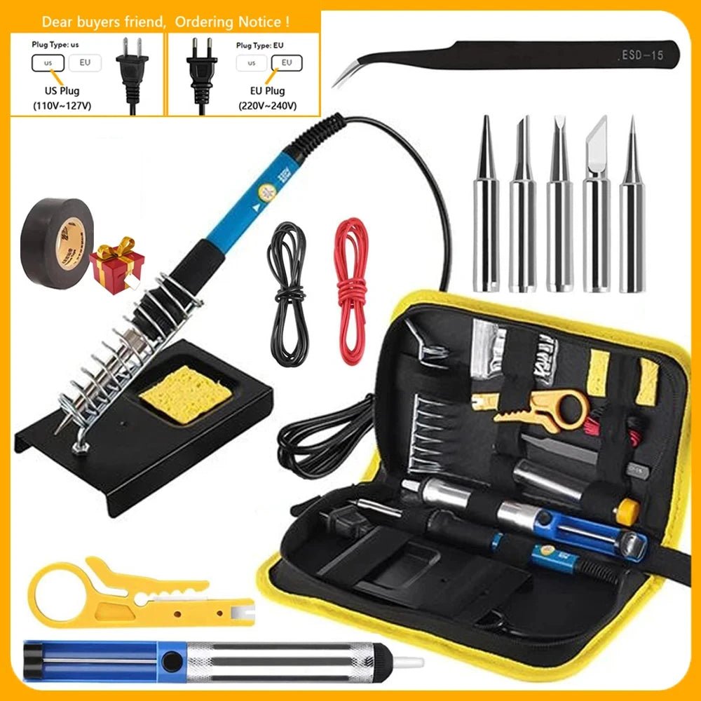 Soldering Iron Kit Welding Tool, Soldering Kit with LCD Digital Multimeter, 60W Soldering Iron with 5 Extra Tips, Stand - Tango's TechSoldering Iron Kit Welding Tool, Soldering Kit with LCD Digital Multimeter, 60W Soldering Iron with 5 Extra Tips, StandTango's TechTango's Tech