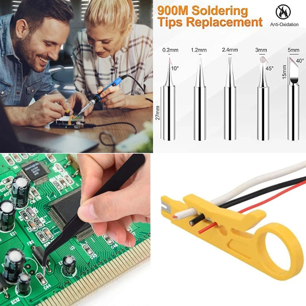 Soldering Iron Kit Welding Tool, Soldering Kit with LCD Digital Multimeter, 60W Soldering Iron with 5 Extra Tips, Stand - Tango's TechSoldering Iron Kit Welding Tool, Soldering Kit with LCD Digital Multimeter, 60W Soldering Iron with 5 Extra Tips, StandTango's TechTango's Tech