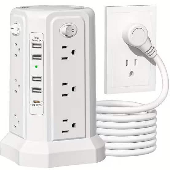 Surge Protector Tower 1800J with 4 USB A Ports, USB C (PD18W) Port, 12 AC Outlets and 10FT Cord - Tango's TechSurge Protector Tower 1800J with 4 USB A Ports, USB C (PD18W) Port, 12 AC Outlets and 10FT CordBatteries & Power AccessoriesDailySaleTango's Tech