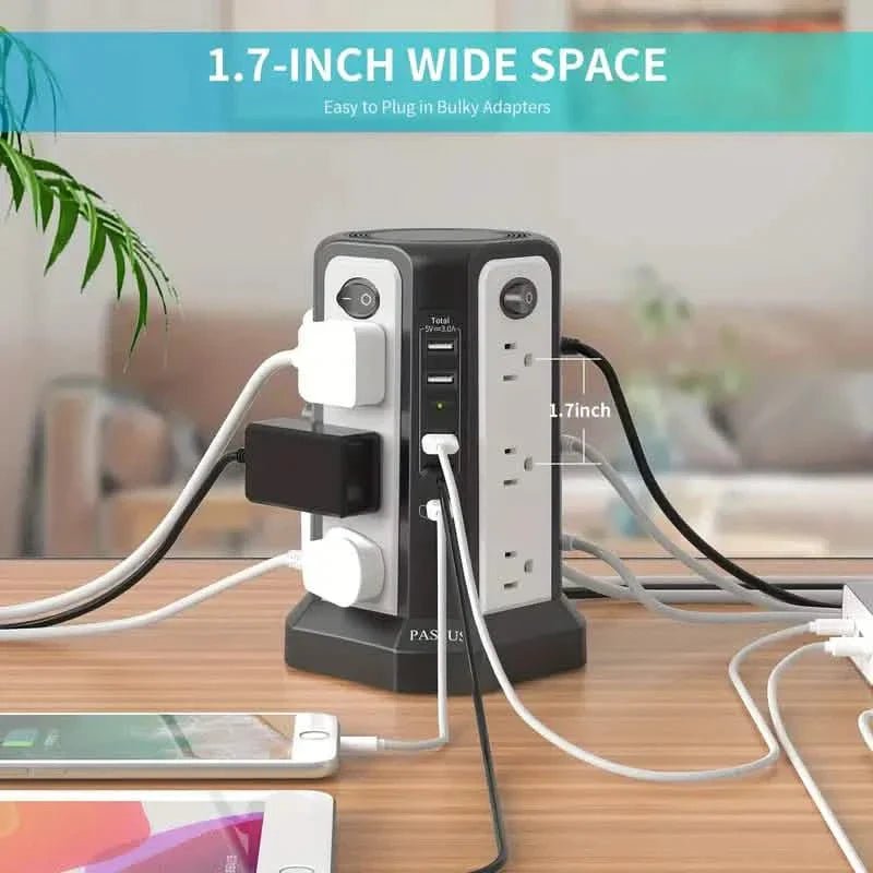 Surge Protector Tower 1800J with 4 USB A Ports, USB C (PD18W) Port, 12 AC Outlets and 10FT Cord - Tango's TechSurge Protector Tower 1800J with 4 USB A Ports, USB C (PD18W) Port, 12 AC Outlets and 10FT CordBatteries & Power AccessoriesDailySaleTango's Tech
