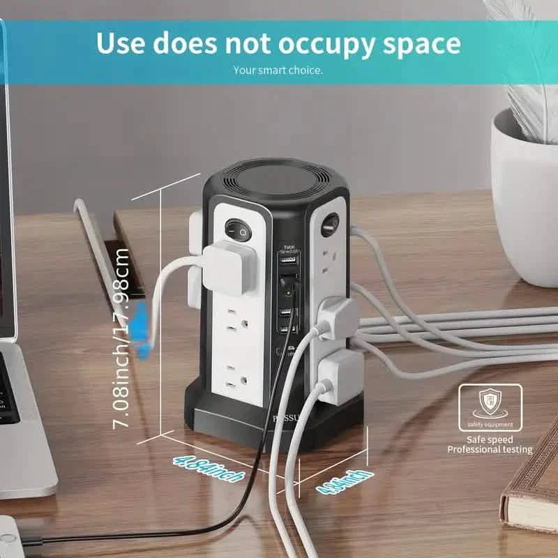 Surge Protector Tower 1800J with 4 USB A Ports, USB C (PD18W) Port, 12 AC Outlets and 10FT Cord - Tango's TechSurge Protector Tower 1800J with 4 USB A Ports, USB C (PD18W) Port, 12 AC Outlets and 10FT CordBatteries & Power AccessoriesDailySaleTango's Tech