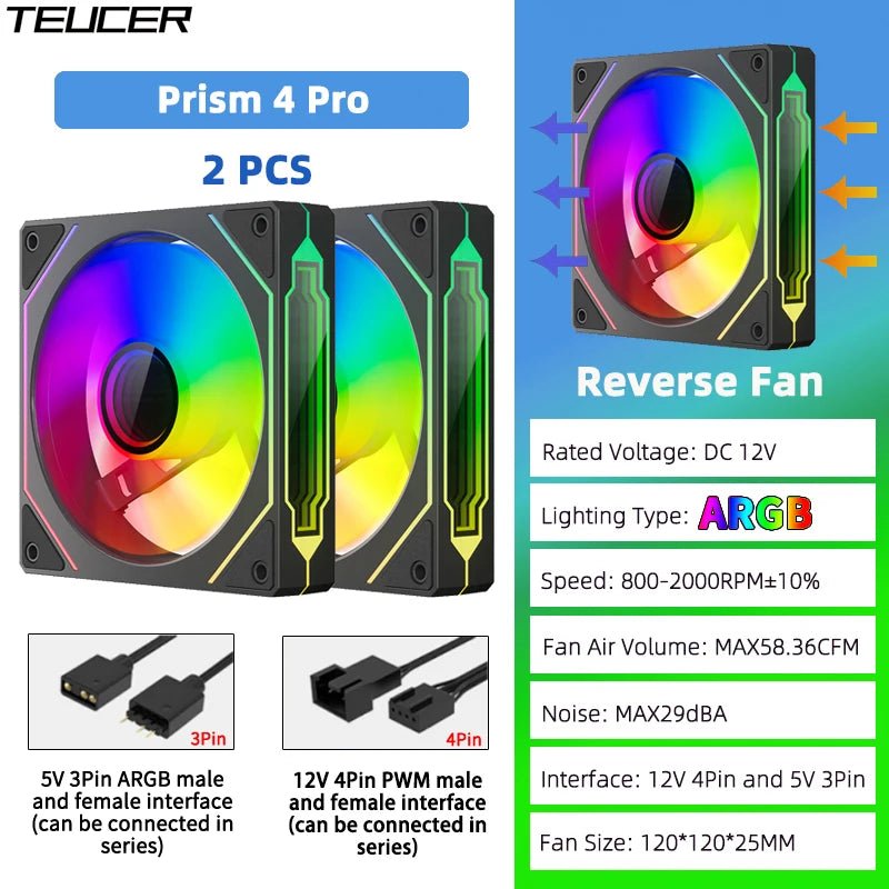 TEUCER Prism4 Pro 120mm ARGB PC Case Fans — 4-Pack PWM - Tango's TechTEUCER Prism4 Pro 120mm ARGB PC Case Fans — 4-Pack PWMPC Cooling & ComponentsTango's TechTango's Tech