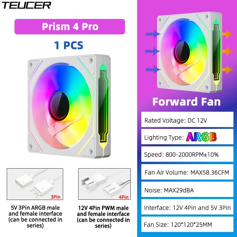 TEUCER Prism4 Pro 120mm ARGB PC Case Fans — 4-Pack PWM - Tango's TechTEUCER Prism4 Pro 120mm ARGB PC Case Fans — 4-Pack PWMPC Cooling & ComponentsTango's TechTango's Tech
