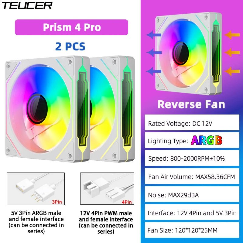 TEUCER Prism4 Pro 120mm ARGB PC Case Fans — 4-Pack PWM - Tango's TechTEUCER Prism4 Pro 120mm ARGB PC Case Fans — 4-Pack PWMPC Cooling & ComponentsTango's TechTango's Tech
