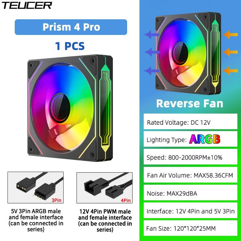 TEUCER Prism4 Pro 120mm ARGB PC Case Fans — 4-Pack PWM - Tango's TechTEUCER Prism4 Pro 120mm ARGB PC Case Fans — 4-Pack PWMPC Cooling & ComponentsTango's TechTango's Tech