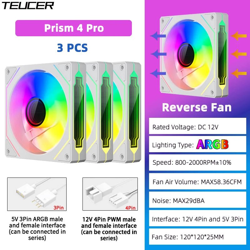 TEUCER Prism4 Pro 120mm ARGB PC Case Fans — 4-Pack PWM - Tango's TechTEUCER Prism4 Pro 120mm ARGB PC Case Fans — 4-Pack PWMPC Cooling & ComponentsTango's TechTango's Tech