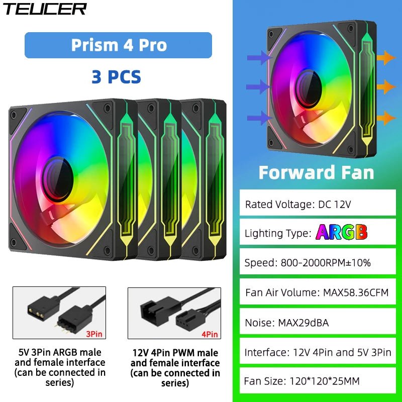 TEUCER Prism4 Pro 120mm ARGB PC Case Fans — 4-Pack PWM - Tango's TechTEUCER Prism4 Pro 120mm ARGB PC Case Fans — 4-Pack PWMPC Cooling & ComponentsTango's TechTango's Tech